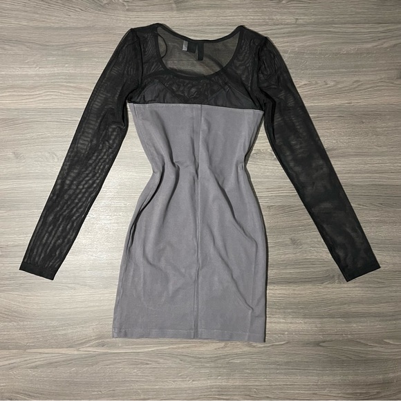 H&M grey mesh bodycon dress - Picture 2 of 4